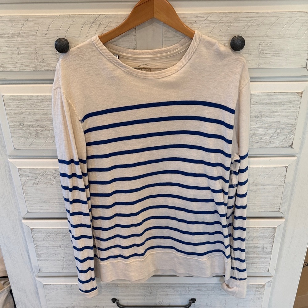 J. Crew Ivory and Navy Striped Top